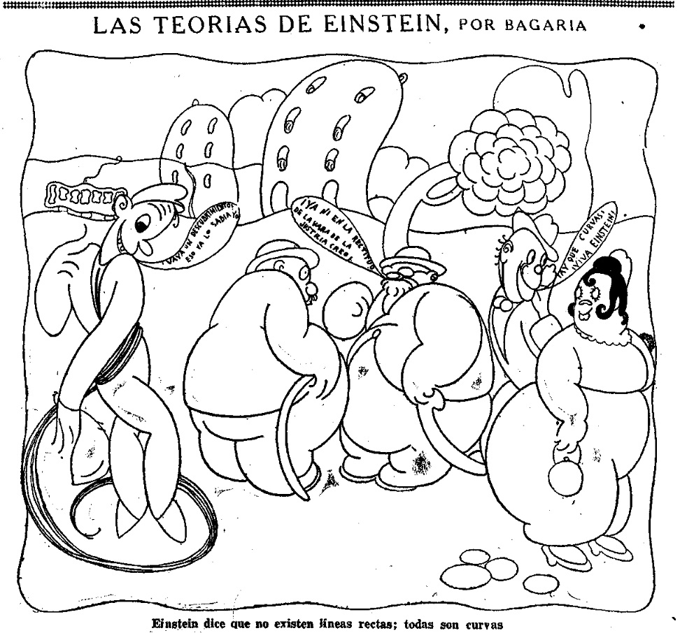 Bagaría, Sileno y Tovar interpretan las teorías de Einstein y las aplican a la sociedad española de 1923.