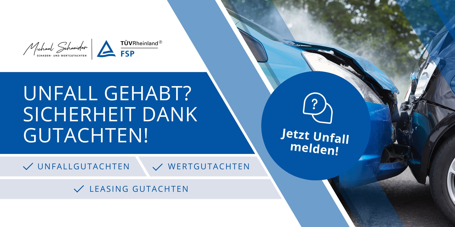 Unfall gehabt? Jetzt kostenlos Gutachten einholen! Kfz Sachverständiger und Unfallgutachter