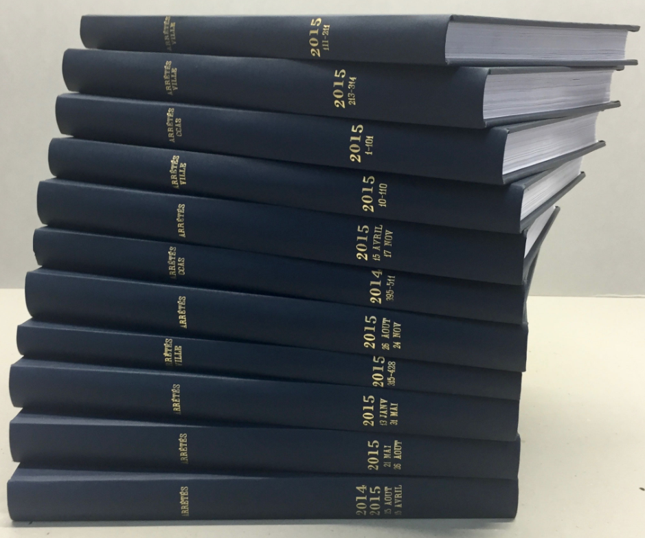 Ensemble de reliure des arrêtés en toile enduite bleue pour les collectivités