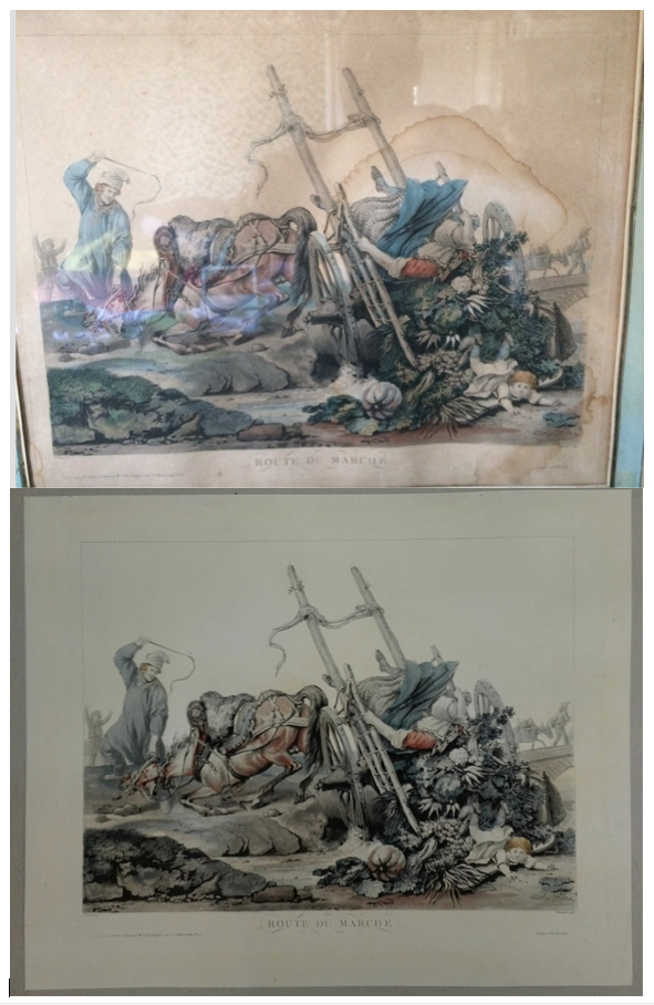 nettoyage et traitement  de gravures anciennes
