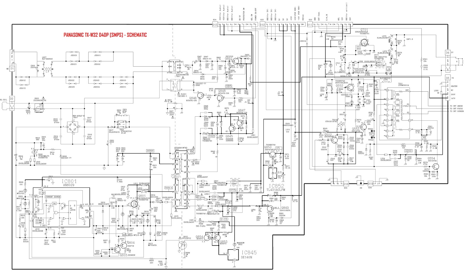 Panasonic TV circuit board diagrams, schematics, PDF service manuals