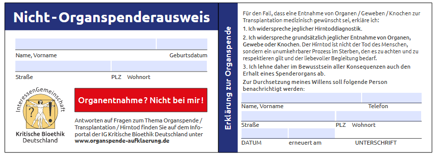 Der "Nicht-Organspendeausweis"