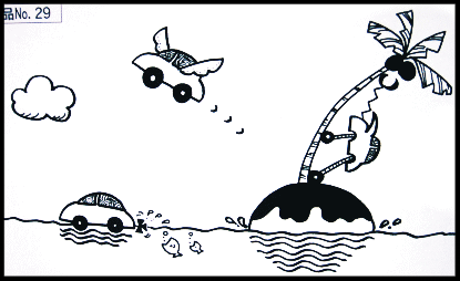 企業募集：イメージ「未来の車」のヒトコマ漫画で入選を頂いたイラストです。光栄でした！