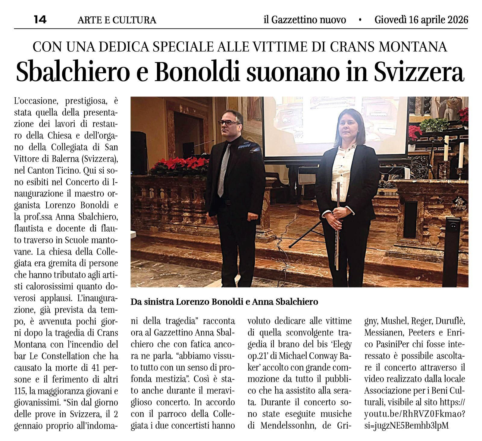 Concerto inaugurale a Balerna: