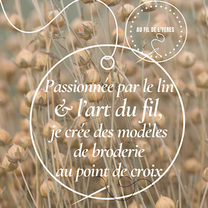 Passionnée par le lin et l’art du fil, je crée des modèles de broderie au point de croix