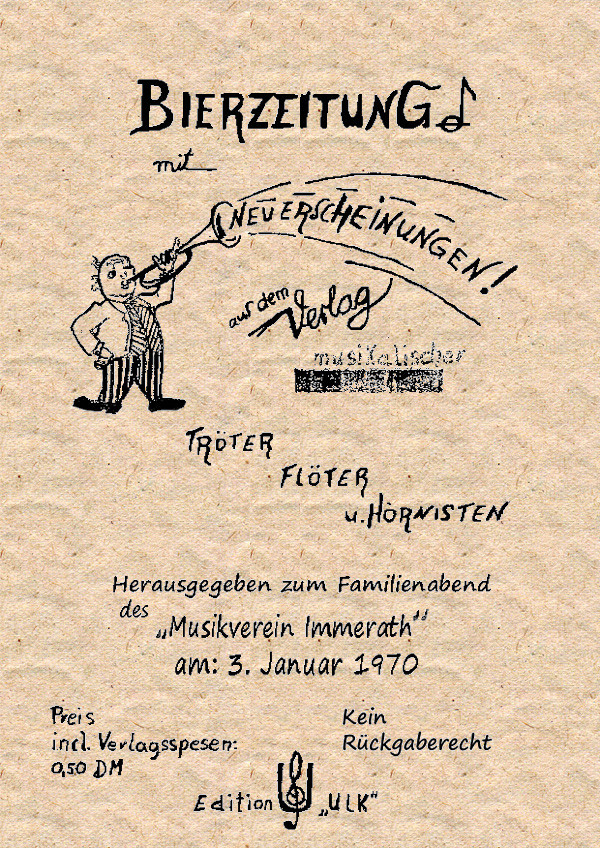 Bierzeitung des Musikvereins Immerath von 1970