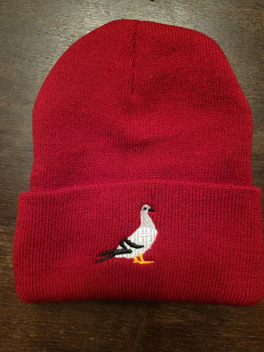 rote Mütze mit Taube
