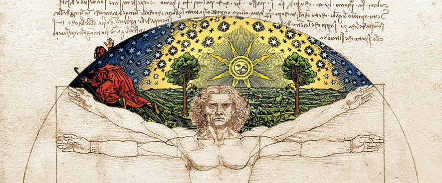 arte digitale_uomo vitruviano e la finestra sull'universo