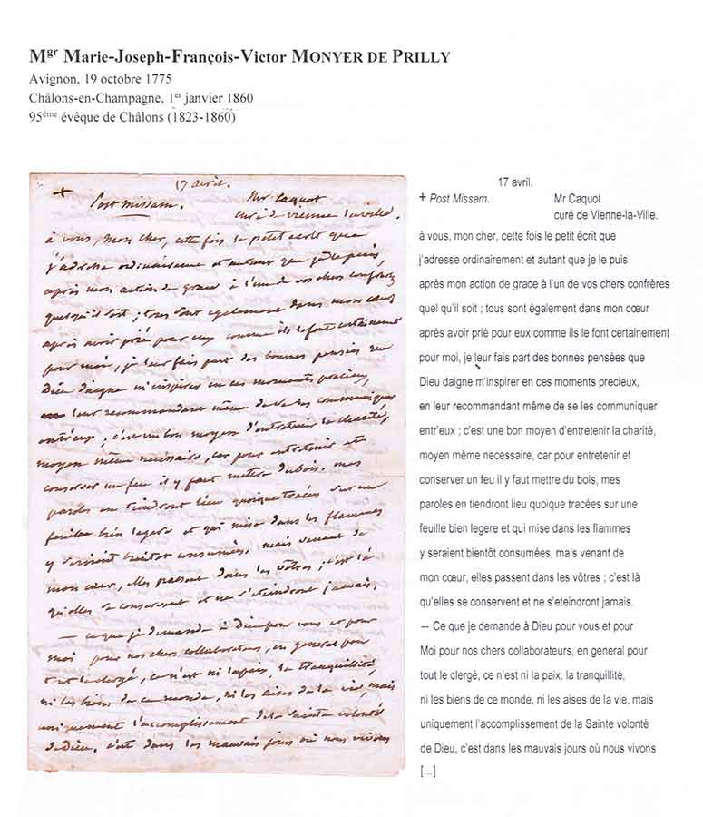 Post Missam de Mgr Monyer de Prilly - Archives de l'évêché de Châlons-en-Champagne - Photographie et transcription de Dominique Tronquoy