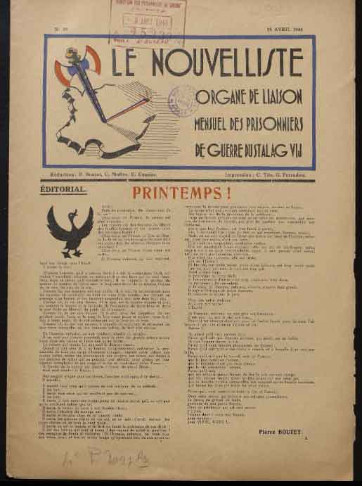 Le Nouvelliste (Stalag VIJ)  n°59 - 15 avril 1944 - https://argonnaute.parisnanterre.fr/