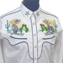 Eschscholzia Californica embroidered Western Shirt blue