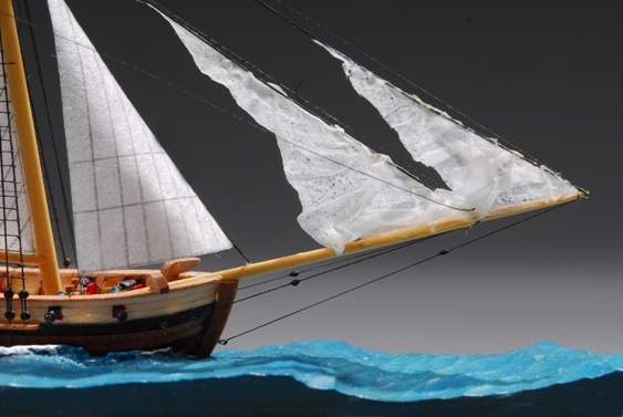 34-61 Mediater-Colonial American Sloop　　国　籍   nationality     アメリカ 建造年  age     １７４２ 縮　尺   scale     １／３８４ 製作方法 kit or scratchbuilt     自作  製 作：ガス・アガスチン　 Gus Agustin