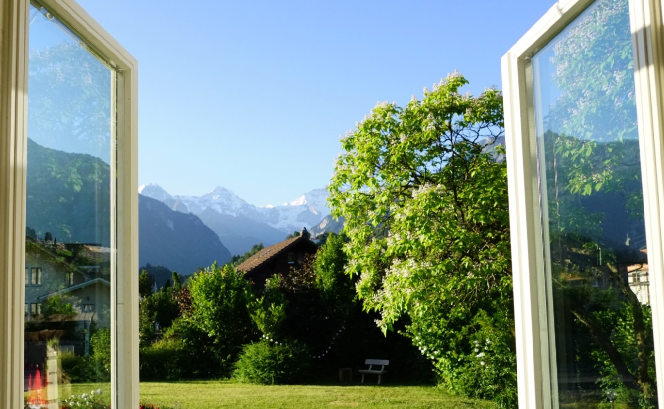 Stay at Interlaken's ONLY hostel with views of the Eiger, Mönch & Jungfrau Mountains!