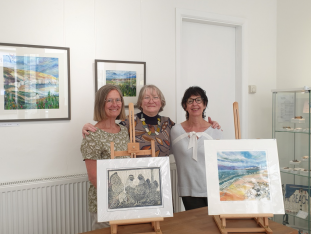 Hannah Hoad, Jenny Morten and Judy Burnett at the opening of the exhibition