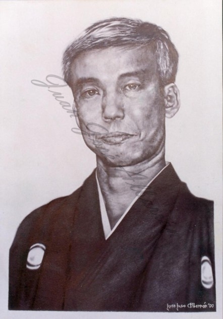 "Retrato Moriteru Ueshiba" (lápiz grafito s/ papel) - 50 x 35 cms.