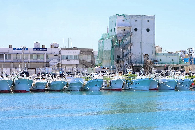 何艘もの漁船と南国ならではの海の色。この景色を眺めるだけでも癒されます