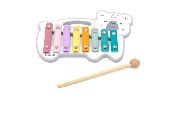 <div style=" font-size:10px; font-weight:bold;"> PolarB しろくまシロフォン </div>  <div style=" font-size:10px;"> カラフルでキュートなしろくまのシロフォン。<br> 優しい音色で楽しく演奏♪小さな手でも持ちやすいハンドル付き。 </div>