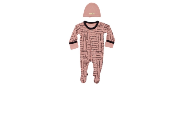 <div style=" font-size:10px; font-weight:bold;"> Footed Overall&Cap </div>  <div style=" font-size:10px;"> Lovedbabyロゴがかわいいロンパースのセットとキャップのです。オーガニックコットンなのでベビーから安心してお使いいただけます。 </div>
