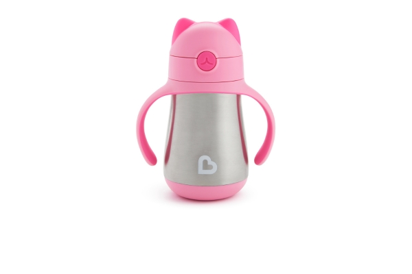<div style=" font-size:10px; font-weight:bold;"> munchkin クールキャットストローマグ・ステンレス/ピンク </div>  <div style=" font-size:10px;">  ひんやり水分補給！<br> 片手で開けられるキュートな猫耳ストローマグ。<br> 逆流防止弁つきのストローで中身を清潔に保てます。 パーツは取り外して洗えるので、衛生的に使えます。 </div>