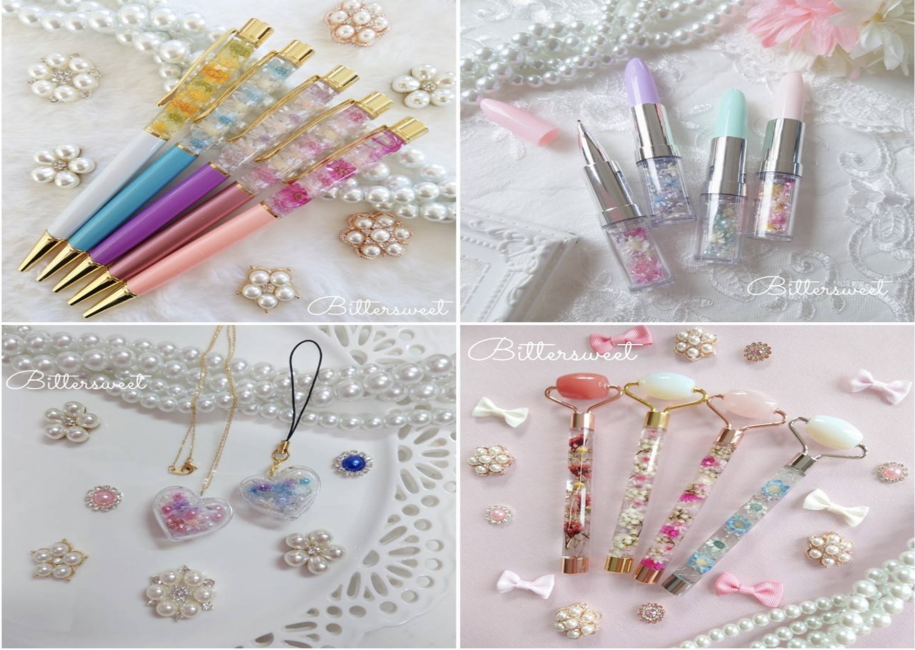 <div style=" font-size:10px; font-weight:bold;"> Bittersweet <br /> フラワー雑貨WS&販売 本物のお花とビーズを使って、キラキラ可愛いボールペンやアクセサリーを作ってみませんか♡  </div>