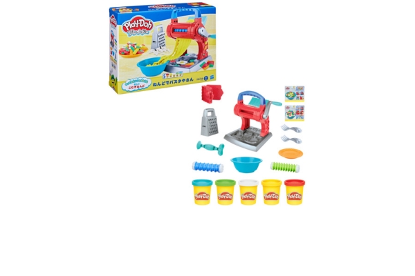 <div style=" font-size:10px; font-weight:bold;"> プレイ・ドー ねんどでパスタやさん </div> <div style=" font-size:10px;"> こむぎねんどでパスタを作ろう!パスタメーカーで形や太さの違う麺が作れるよ! </div>