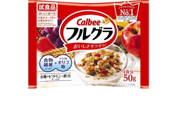 <div style=" font-size:10px; font-weight:bold;"> 50gフルグラ </div>  <div style=" font-size:10px;">  オーツ麦を主原料とし、複数の穀物を香ばしく焼き上げたザクザク食感のグラノーラとフルーツの酸味と甘みがひとさじで楽しめる朝食シリアル<br> おいしさと栄養がうれしいワンボウル朝食です </div>