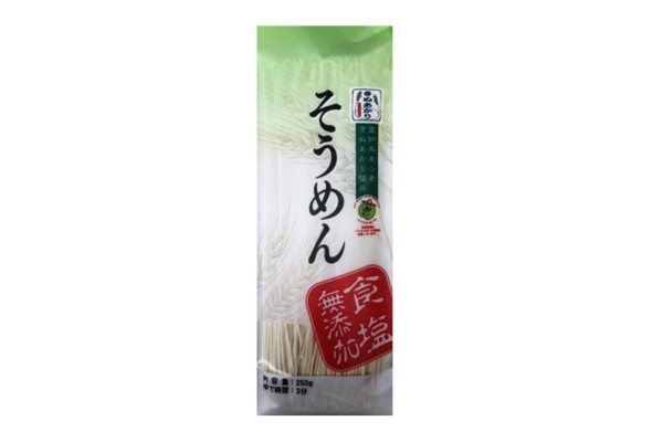 <div style=" font-size:14px; font-weight:bold;">  食塩無添加きぬあかりそうめん </div>  <div style=" font-size:10px;">  愛知県産小麦『きぬあかり』を１００％使用した商品です。つるつるもっちりとした食感をご賞味下さい。 食塩無添加により、塩分が気になる方にもおすすめです。 </div>