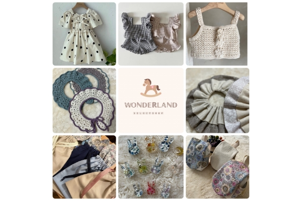 <div style=" font-size:14px; font-weight:bold;">WONDERLAND</div>  <div style=" font-size:10px;">海外ベビー服＆handmade雑貨販売</div>