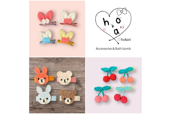 <div style=" font-size:10px; font-weight:bold;">  ♡hokari </div>  <div style=" font-size:10px;">  両日<br> ベビー、キッズ向けのヘアアクセサリーの販売 </div>