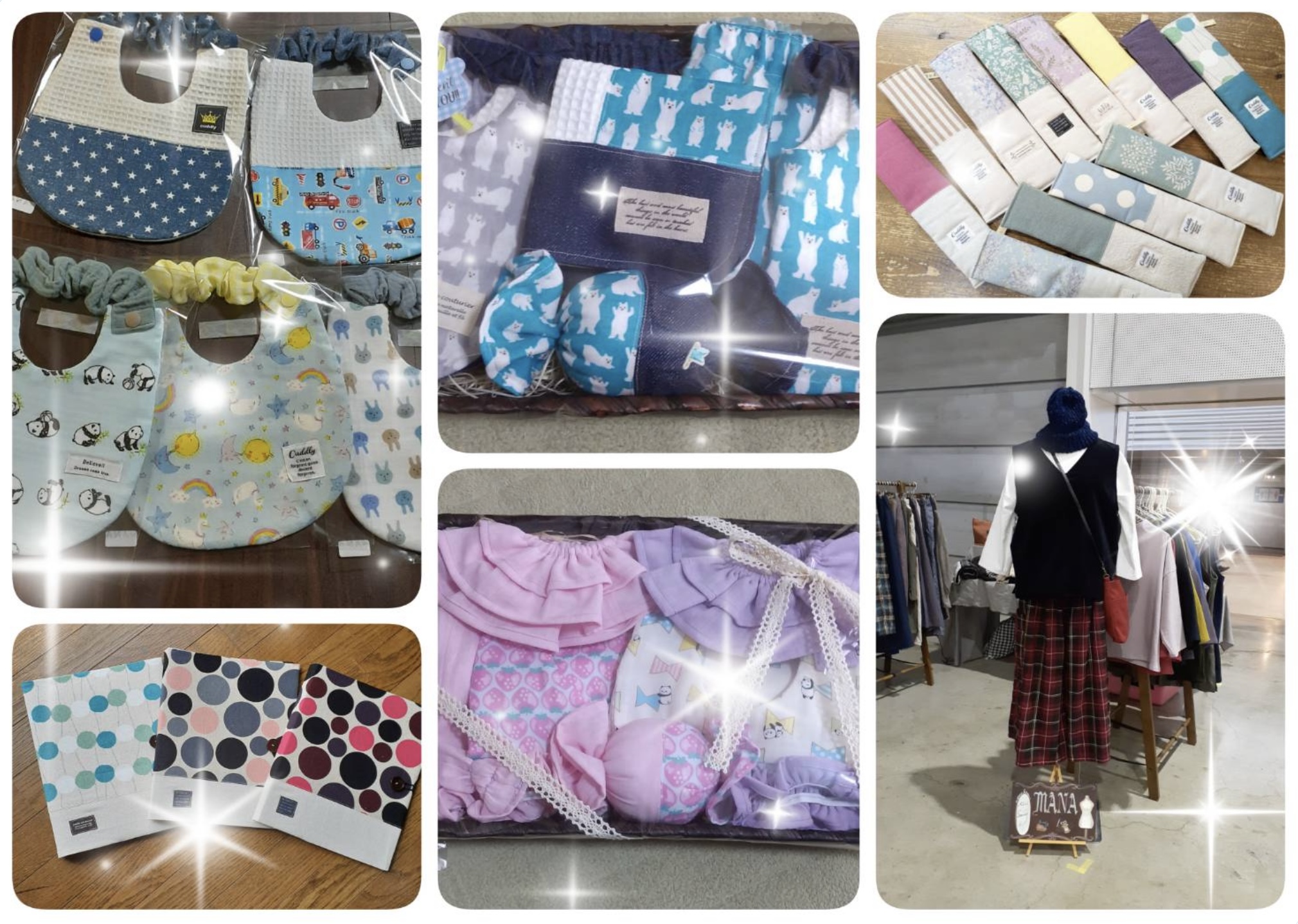 <div style=" font-size:10px; font-weight:bold;"> MANA <br /> コットンやリネンなど天然素材を使ったベビー、キッズ小物、着心地の良い大人服を作っています。  </div>