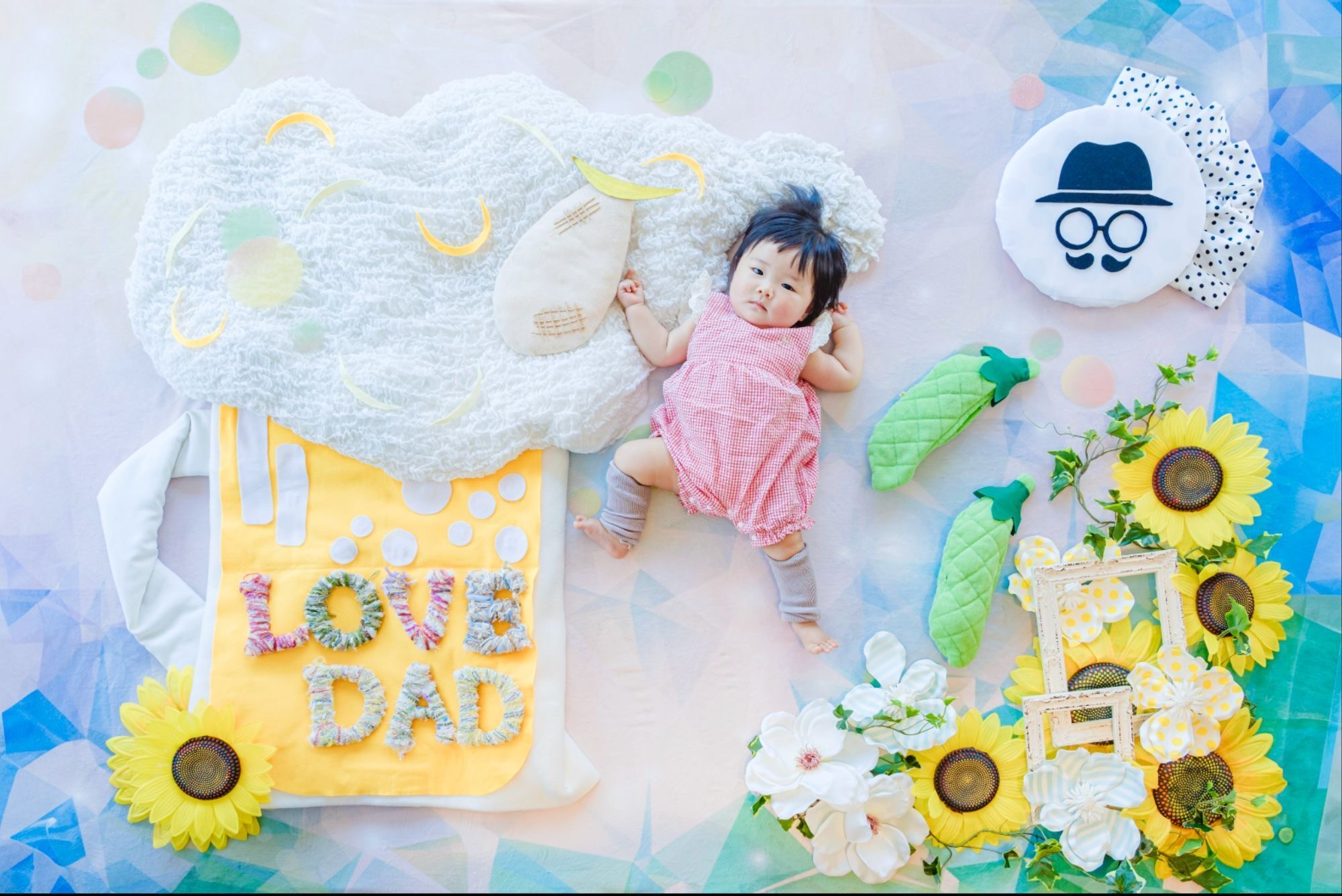 <div style=" font-size:10px; font-weight:bold;"> おひるねアート <br />「Happy♡father's day」</div>