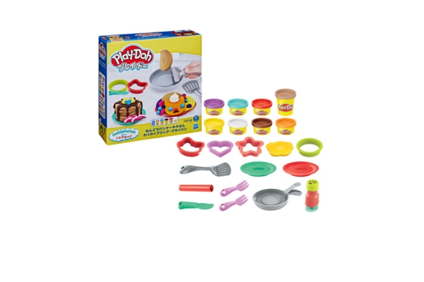 <div style=" font-size:10px; font-weight:bold;"> プレイ・ドー ねんどでパンケーキやさん わくわくフリップ・フライパン </div>  <div style=" font-size:10px;"> こむぎねんどでパンケーキを作ろう!フライパンの持ち手を押すとパンケーキをひっくり返せるよ! </div>