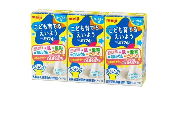<div style=" font-size:10px; font-weight:bold;"> 明治ミラフル ドリンク ヨーグルト味 </div>  <div style=" font-size:10px;"> 幼児期の成長に重要な鉄・亜鉛・カルシウム・ビタミンDと明治が乳幼児のために選び抜いたビフィズス菌OLB6378で元気なカラダづくりをサポート </div>