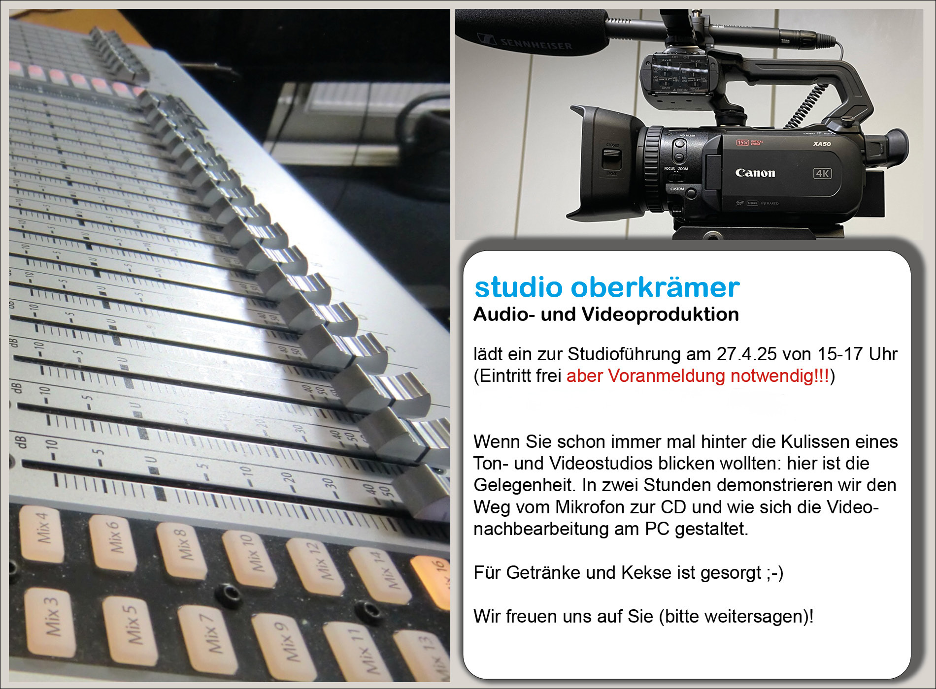 Studioführung für jedermann