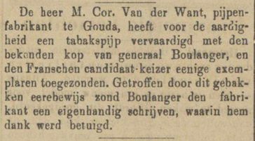 Afb. 1 : Mededeling  Rotterdamsch Nieuwsblad 22-11-1888