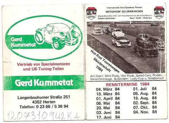 Ein Überbleibsel aus der Firmengründungszeit - Renntermine 1984!