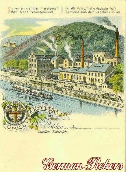 Königsbacher Bräu / Brauerei Ansichtskarte  Ansicht der Königsbacher Brauerei  Gruss von der Königsbach bei Coblenz  Coblenz um 1900 