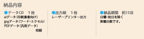 納品内容：データCD1枚　出力１枚　納期約15日