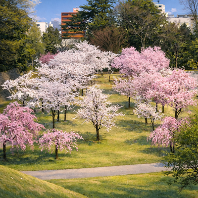 金沢ワイン会　桜の季節と公園風景