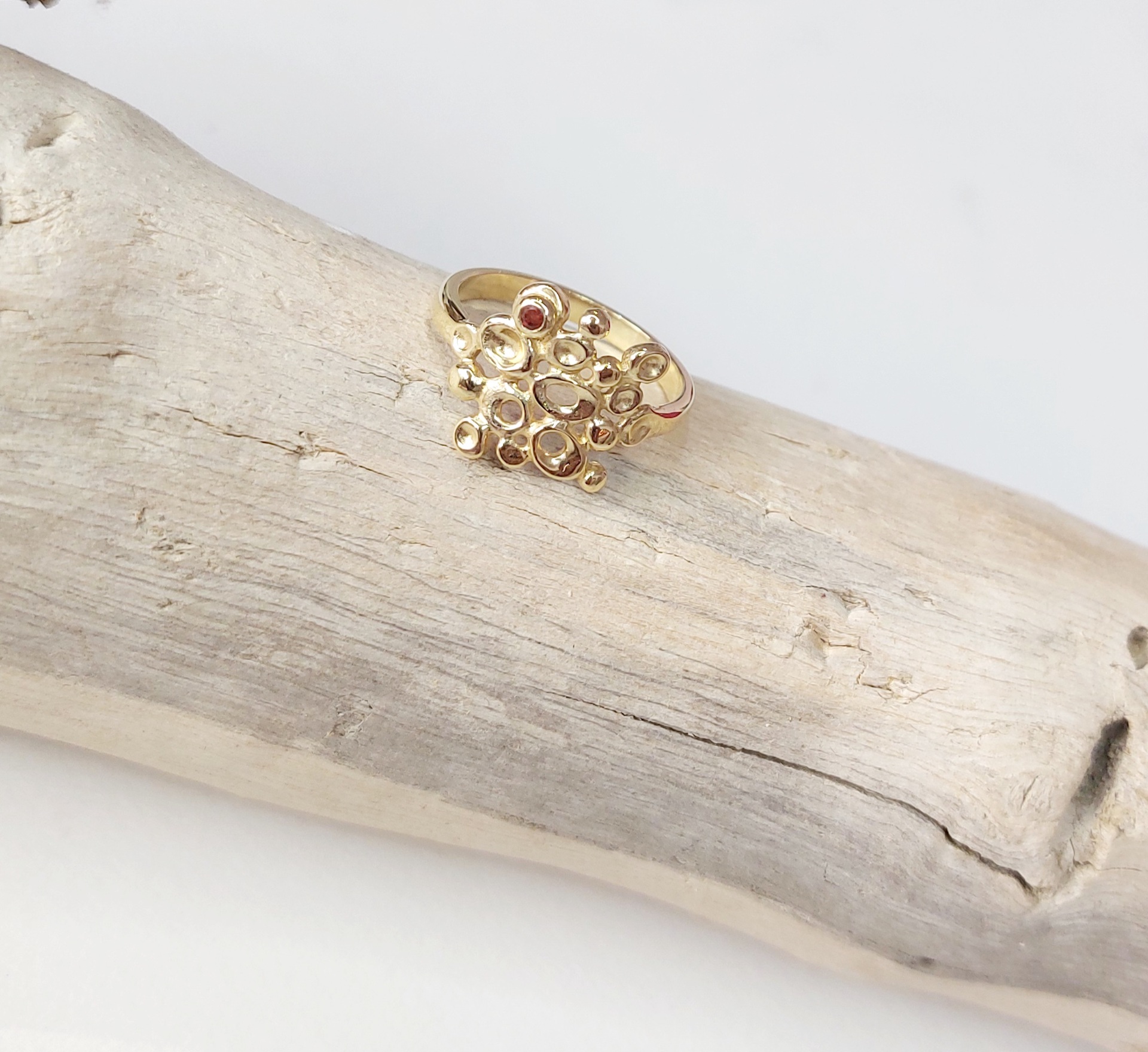 bague luna et grenat / vermeil / taille 52 / 192€