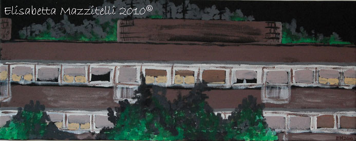 "Villaggio Olimpico notturno"  - Acrilico su tela - 50x20 cm - collezione privata