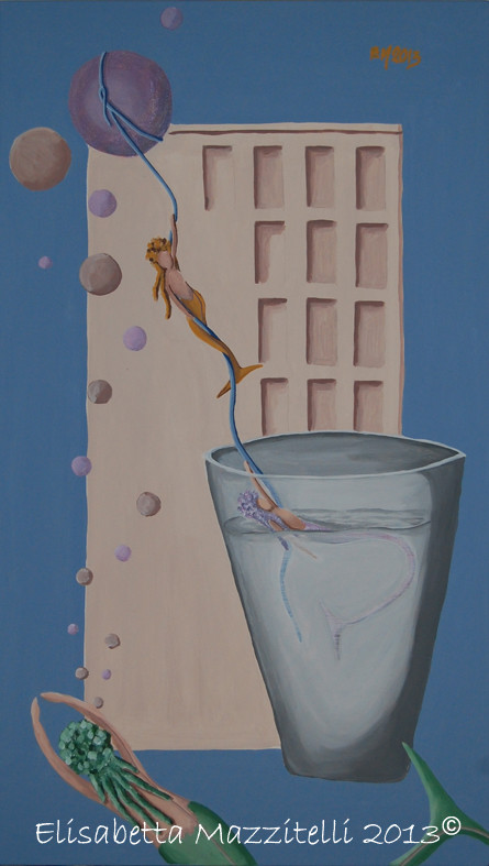 "Perdersi in un bicchier d'acqua" - acrilico su tela - 40x70 cm - collezione privata