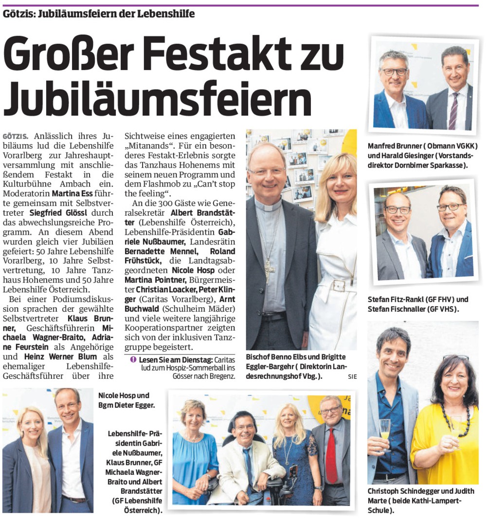 50 Jahre Lebenshilfe Vorarlberg I Vorarlberger Nachrichten (Juni 2017)