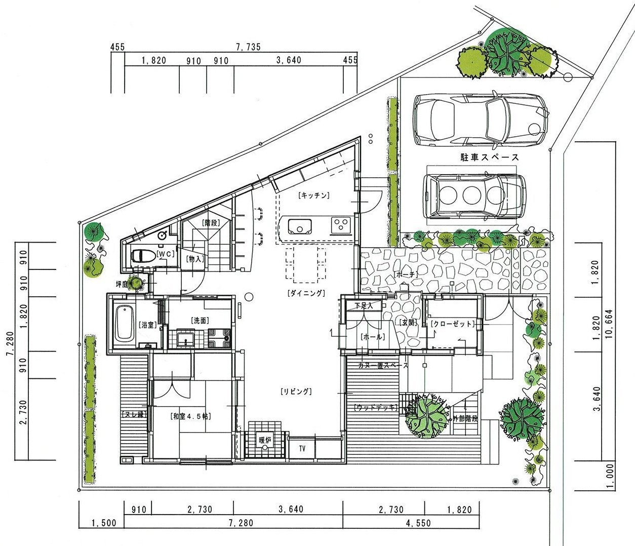 香川の木の家 平面図 岡山 住宅 建築の設計 建築家ー宇川建築計画事務所