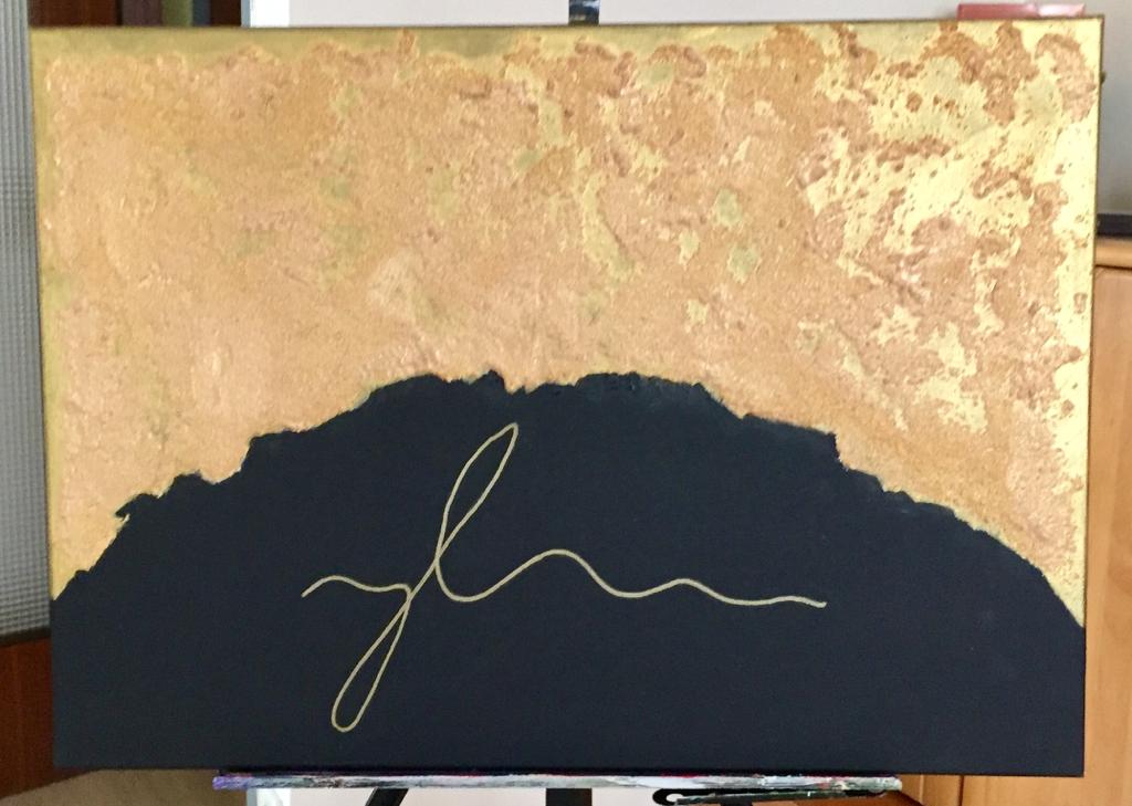 golden cave entrance Acrylic on Canvas 50x70 cm