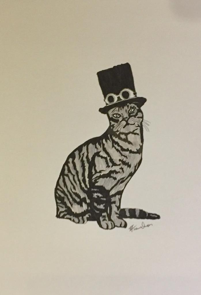 steampunkcat Ink on Paper A4