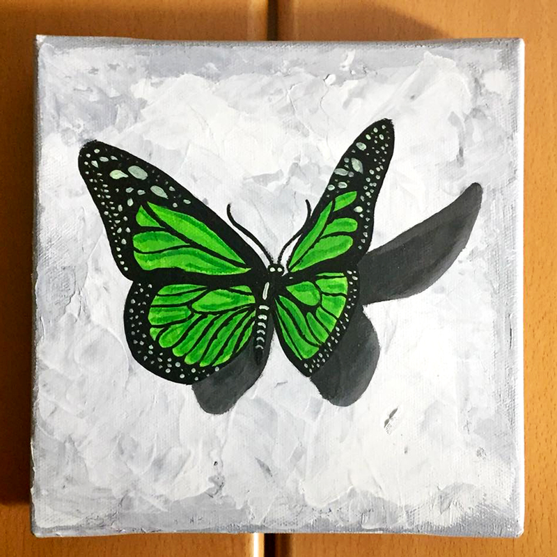 butterfly one Acrylic on Canvas 20x20 cm