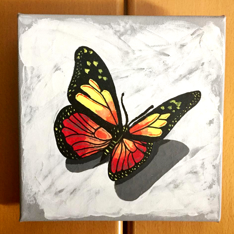 butterfly three Acrylic on Canvas 20x20 cm