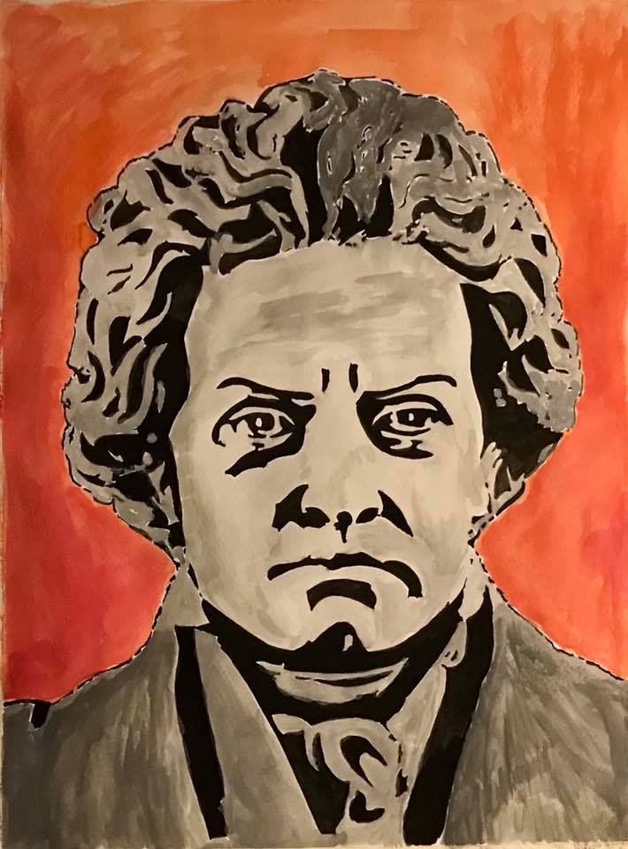 Ludwig van Beethoven Watercolor 50x40cm