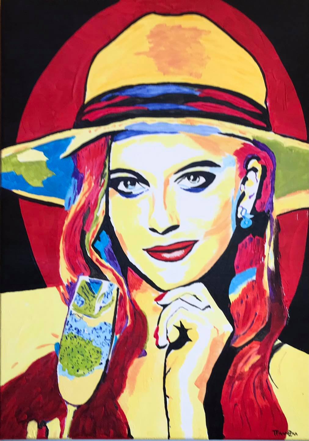 a glas of champaign Acryl 70x50cm
